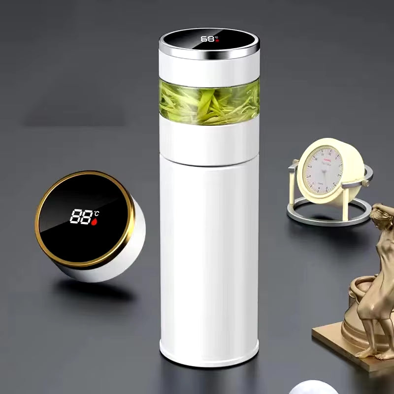 Tea Infuser Vacuum Flask Temperature LED Display 450Ml Insulated Cup Stainless Steel Tumbler Thermos Bottle Travel Coffee Mug