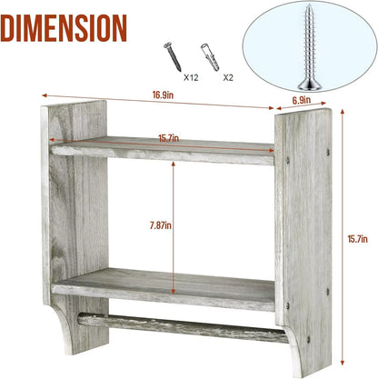 Wooden Towel Rack for Bathroom Storage Cabinet above Wall Mounted Bathroom Rack