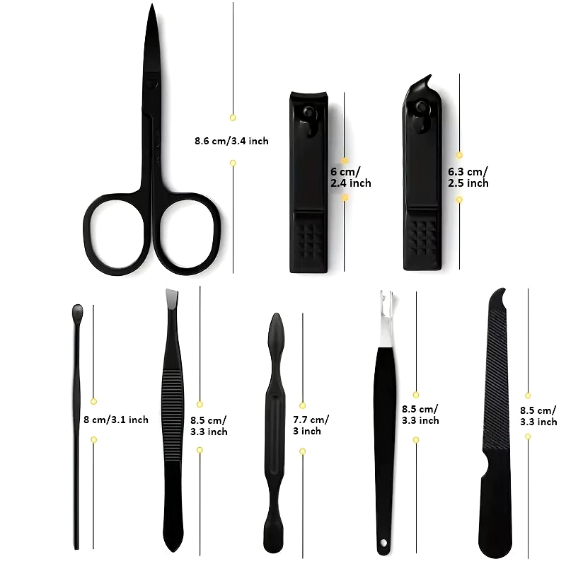 8 Pcs Stainless Steel Nail Cutter and Pedicure Scissors Set - Portable Manicure and Pedicure Tool Set with Eagle Hook