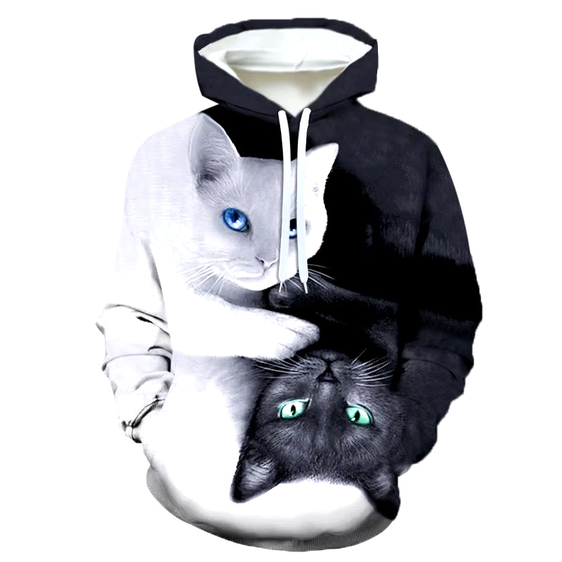 New Men'S Hoodie 3D Pet Cat Print Graphic Pullover Couple Sweatshirt Casual Fashion Women'S Street plus Size Sudaderas