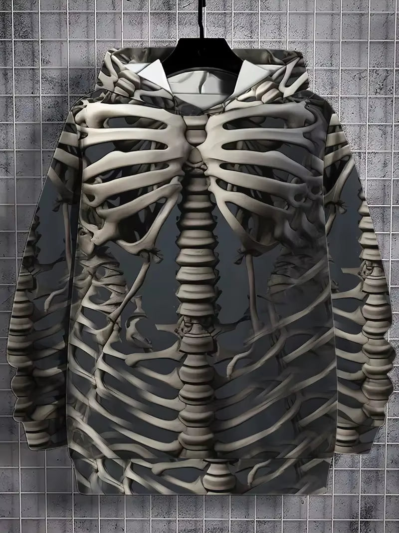 3D Full Print Skeleton Skull Graphic Hoodie for Men Casual plus Size Pullover Sweatshirts Clothes Mens Casual Hoody Coats Tops