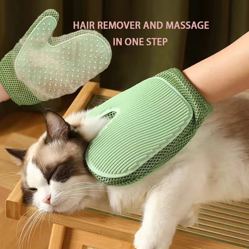 Double Sided Hair Remover , Pet Grooming Glove, Gentle Deshedding Brush Gloves, for Dog Deshedding Mitt,Pet Gloves