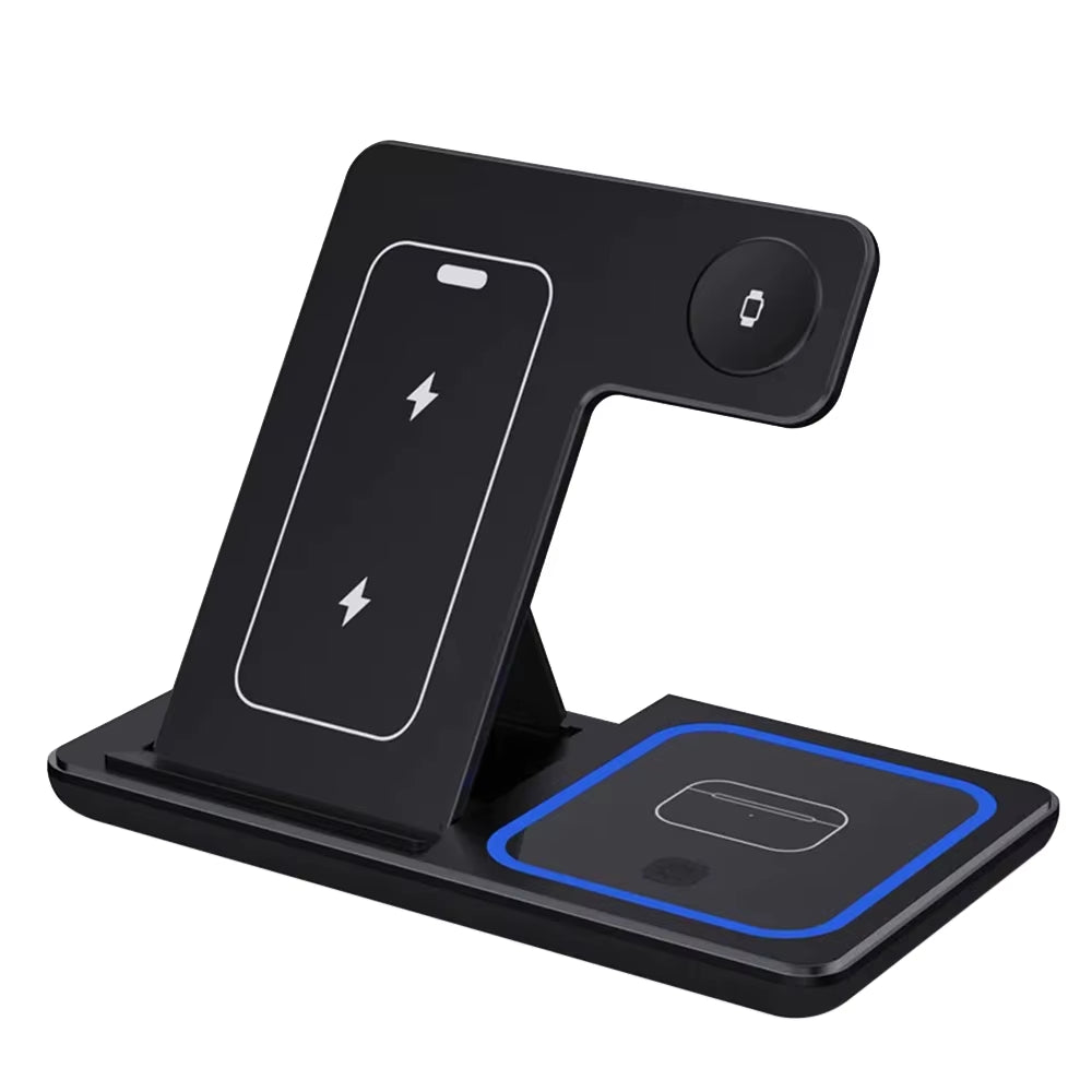 30W Fast Wireless Charger Stand for Iphone 16 15 14 13 12 11 3 in 1 Foldable Charging Station for Iwatch 9 8 7 6 5 Airpods