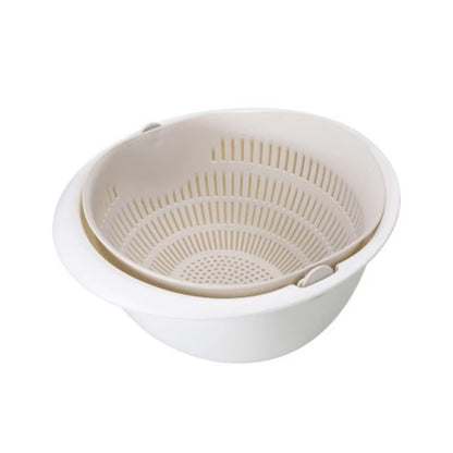 Kitchen Fruit Tray Removable Double Layer Fruit and Vegetable Basin Draining Basket Creative Household Rotating Washing Basket