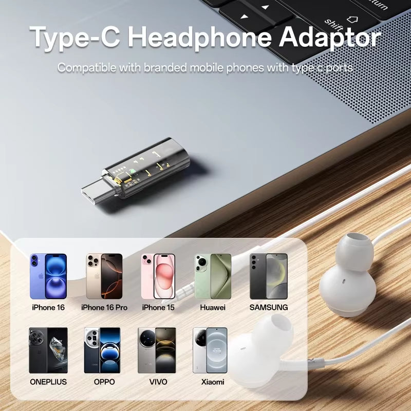 USB Type C to 3.5 Jack Earphone Adapter USB-C 3 5Mm Audio Cable Converter for Iphone 16 15 Pro Max Samsung Galaxy Huawei Xiaomi