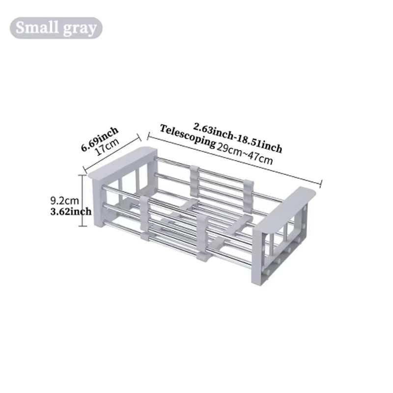 Scalable Stainless Steel Kitchen Utensils, Vegetable Sink, Drainage Basket, Adjustable and Expandable