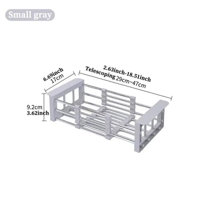 Scalable Stainless Steel Kitchen Utensils, Vegetable Sink, Drainage Basket, Adjustable and Expandable