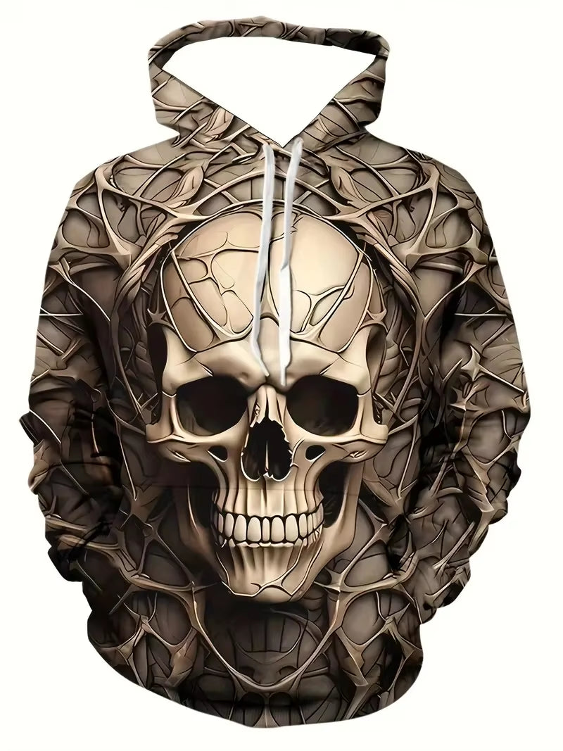 3D Full Print Skeleton Skull Graphic Hoodie for Men Casual plus Size Pullover Sweatshirts Clothes Mens Casual Hoody Coats Tops