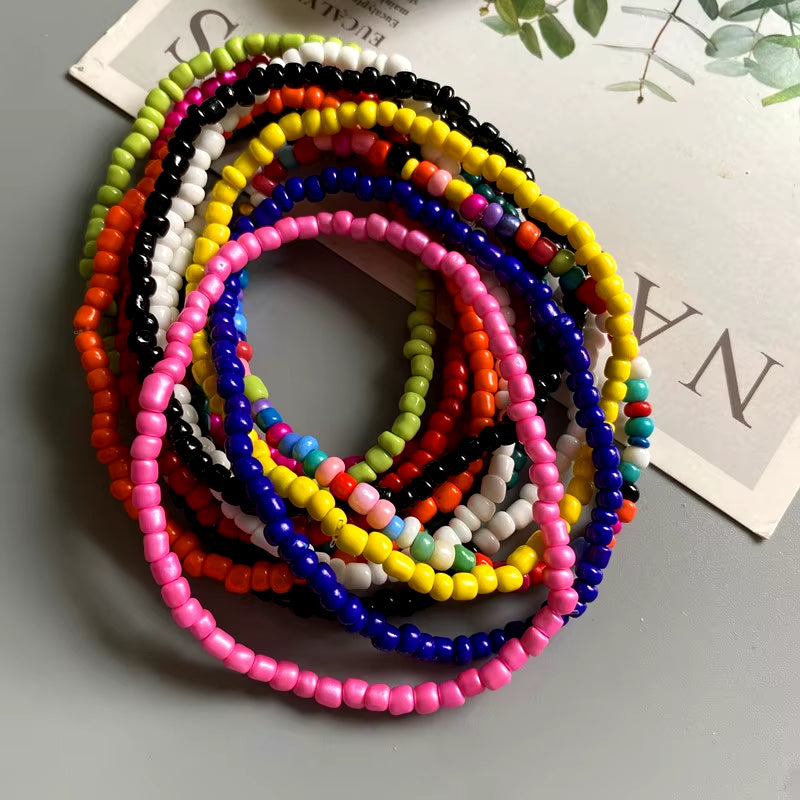 Anklet for Women Colorful Fashion Girl Tiny Seed Beads Foot Bracelet Yellow Pink Blue Color Summer Bohemian Anklet Gift Jewelry