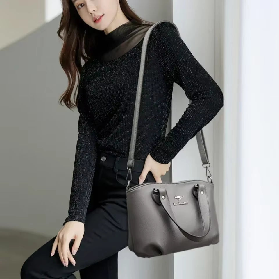 Multiple Pockets Layers Big Capacity Ladies Handbags PU Leather Messenger Designer High Quality Shoulder Crossbody Bag for Women