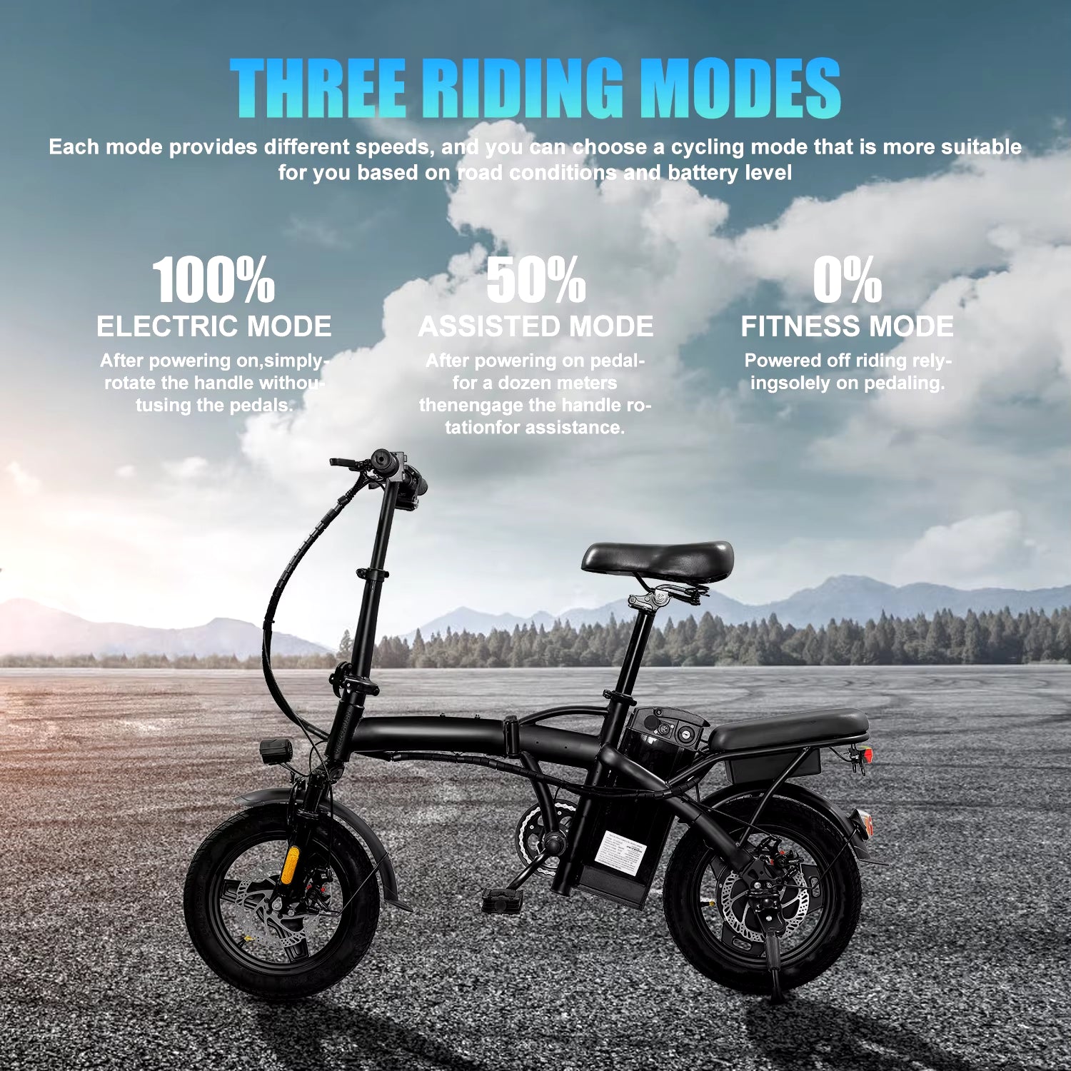 Bicycle Foldable Electric Bike W/ Seat & Basket 14'' 48V 10.4Ah 350W Motor 22Miles Range 20 MPH Top Speed Ebike for Adults