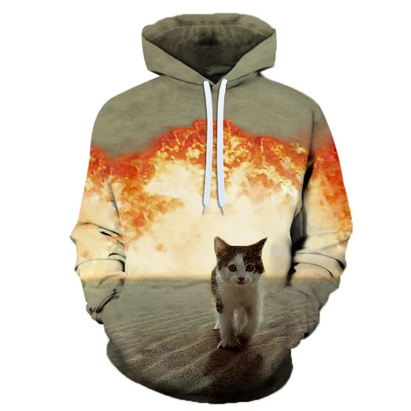 New Men'S Hoodie 3D Pet Cat Print Graphic Pullover Couple Sweatshirt Casual Fashion Women'S Street plus Size Sudaderas