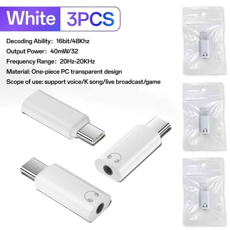 USB Type C to 3.5 Jack Earphone Adapter USB-C 3 5Mm Audio Cable Converter for Iphone 16 15 Pro Max Samsung Galaxy Huawei Xiaomi