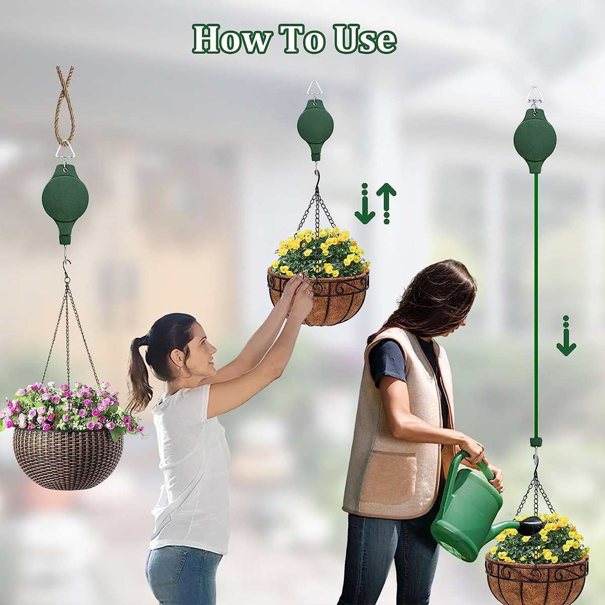 Retractable Plant Hanger -  Flower Pulley Bird Feeder (HOOKS)