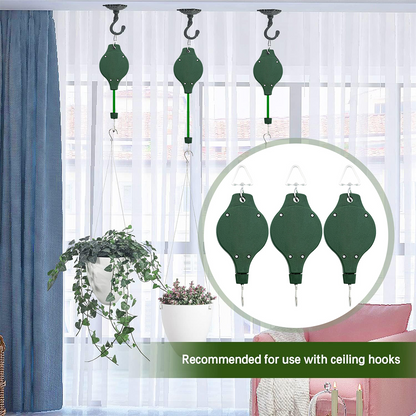 Retractable Plant Hanger -  Flower Pulley Bird Feeder (HOOKS)